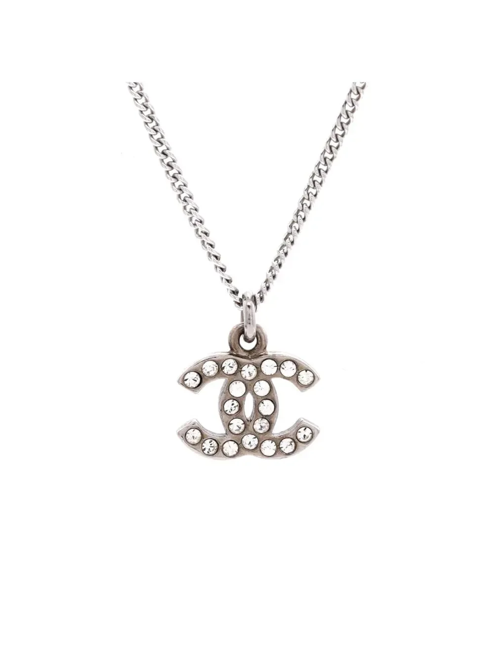 Chanel Cc Crystal Logo Necklace Metal #255015C10B